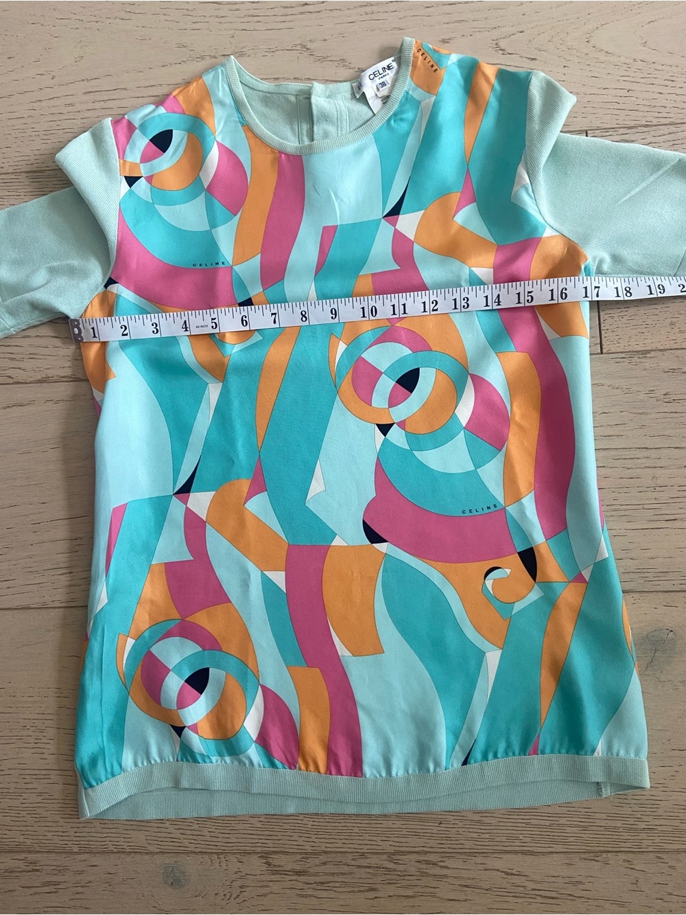 CELINE Paris Vintage 80s Abstract Geometric Print Top Size US2 / IT38 - Picture 7 of 10